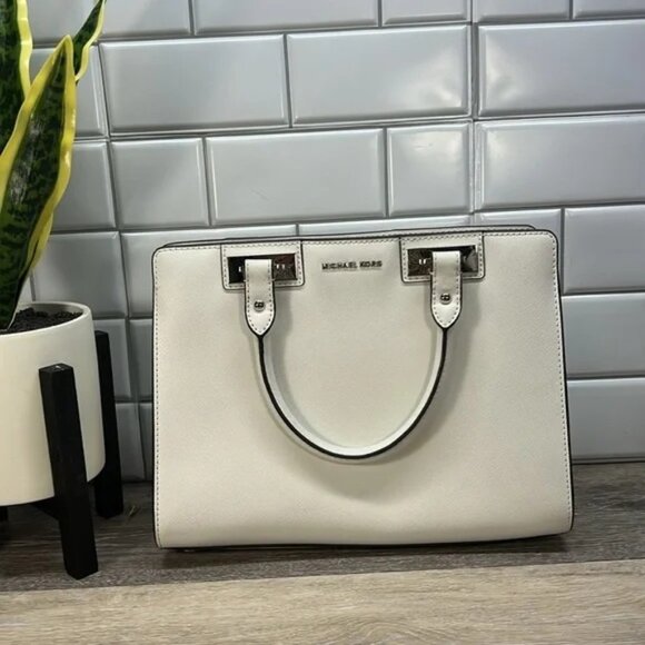 Michael Kors Leather Structured Satchel w/Silk Twilly - Picture 7 of 9